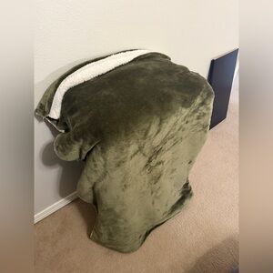 Threshold Olive Green and White Sherpa Throw